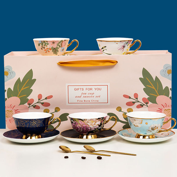 Golden Gilded China Coffee Cup Set from Apollo Box