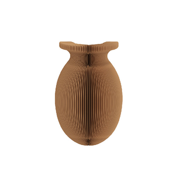 Crinkle Paper Bag Shape Vase - Ceramic - Brown - Cream from Apollo Box