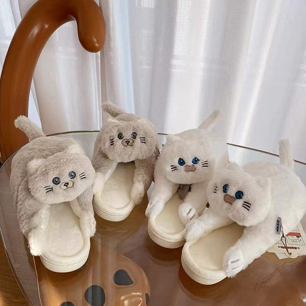 Women's Cute Cat Paw Slippers, Plush Anti-slip Indoor Home Shoes | SHEIN USA