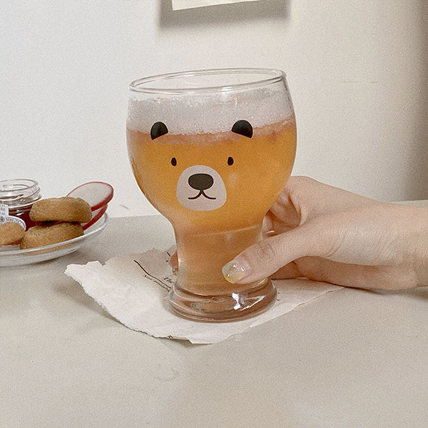 Cute Bear Glass Mug - 2 Colors Available - 14.2 oz Capacity from Apollo Box