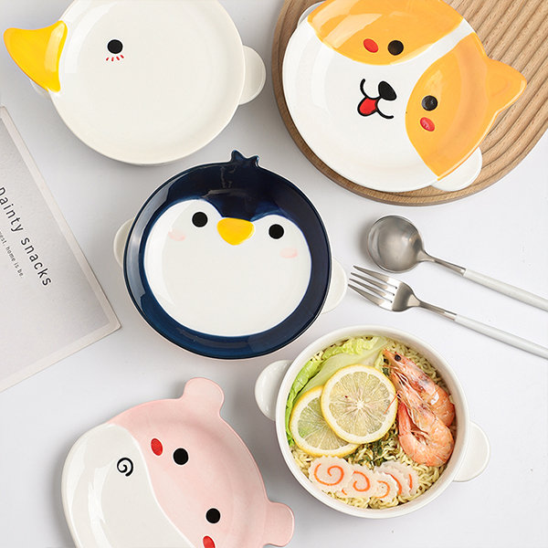 Cartoon Animal Ceramic Bowl with Glass Lid - Perfect for Kids - Kyoot  Kitchen