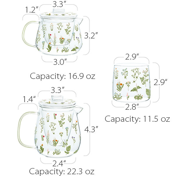 Beautiful Floral Tea Set - 1 Teapot and 2 Cups - 2 Sizes - ApolloBox