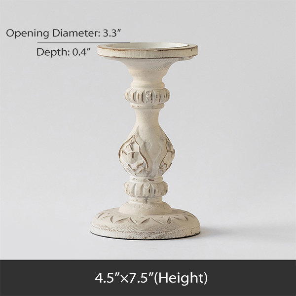 Distressed Wooden Candlestick - ApolloBox