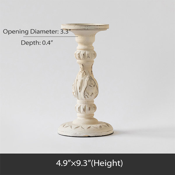 Distressed Wooden Candlestick - Apollobox