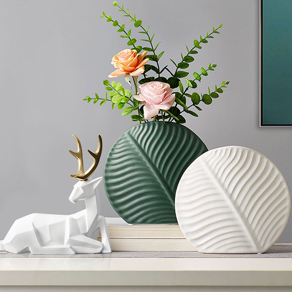 Leaf Inspired Ceramic Vase - Green - White - 3 Colors - ApolloBox