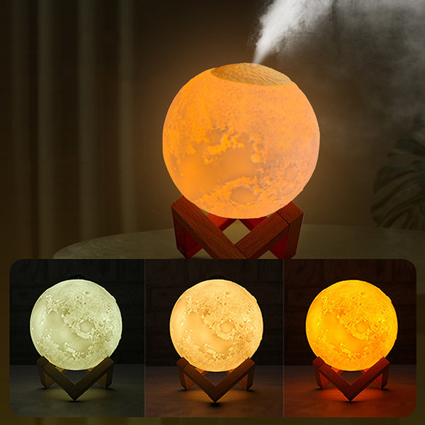Moon Lamp Humidifier, 2 in 1 Moon Night Light & Humidifiers with USB  Recharge, 3 Colors 3D LED Moon Light with Stand, Aromatherapy Diffuser for  Kids