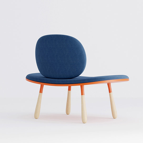 Nordic Lounge Chair - Wood - Sponge - Blue - Orange from Apollo Box