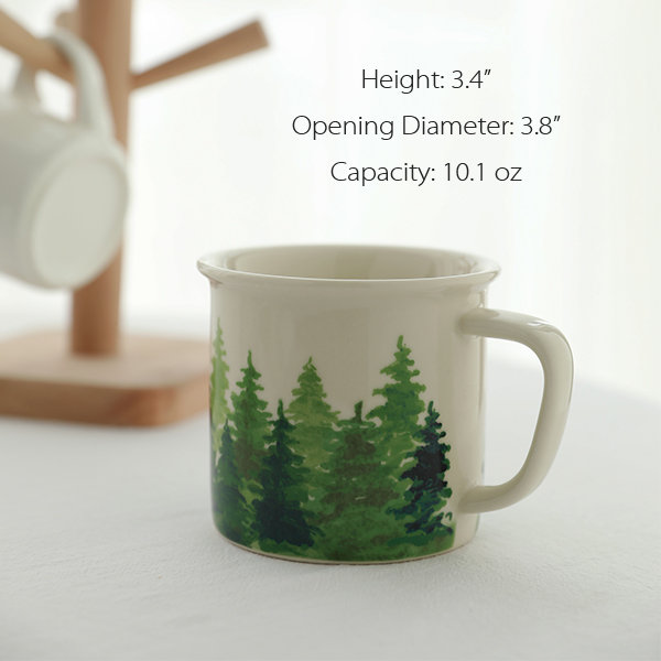 Porcelain Forest Travel Mug, Iron Glazed Forest Scene, ToGo Mug, Silicone Lids, Travel Mug Trees birds, Coffee Mug