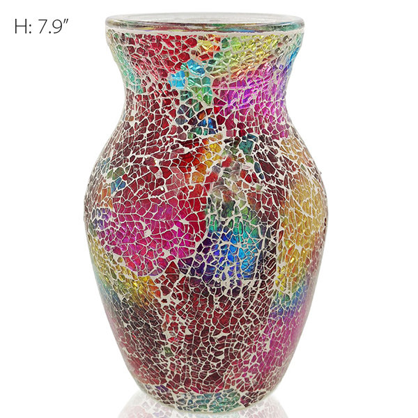 Pagliesco blown glass vase with molded ribbed body, iridescent