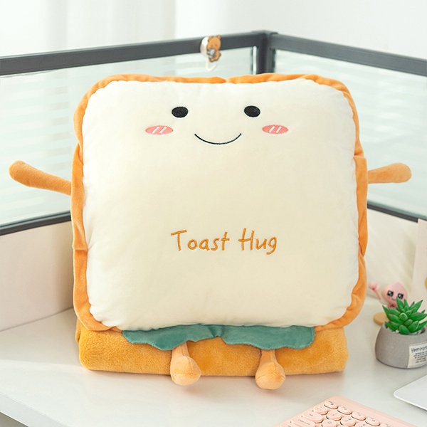 Cute Cartoon Toast Lumber Support Pillow, Multifunctional Home