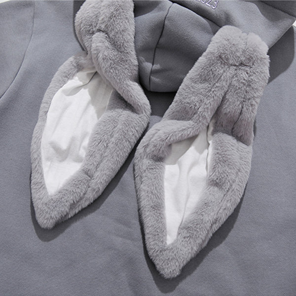 Embroidered Cute Rabbit Ear Hoodie - ApolloBox