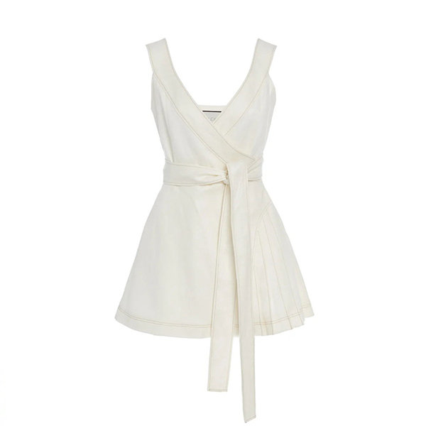 White Linen Women's Dress - ApolloBox