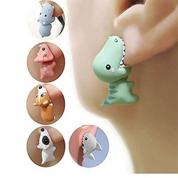 Cute Animal Earrings - Alloy - Dinosaur - Hippo - 6 Patterns ...