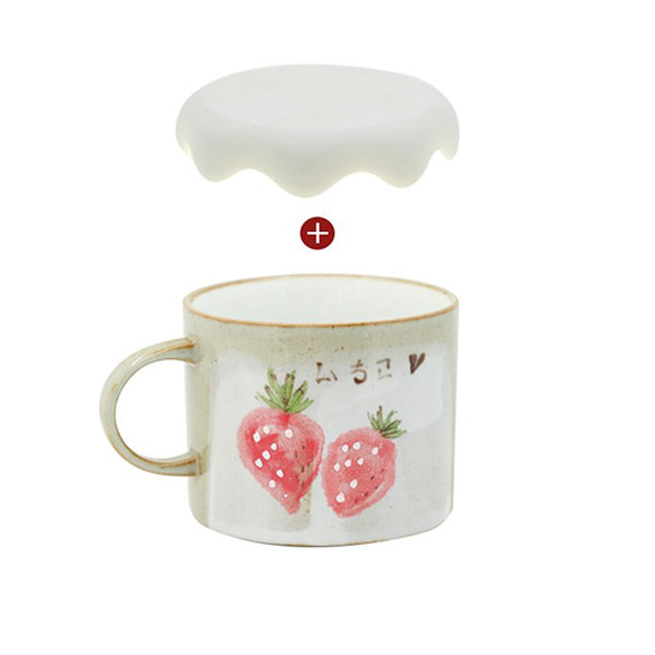 Milk Strawberry Cup Ceramic Japanese Mug Cute Tea Coffee Cups Retro Lolita  Home