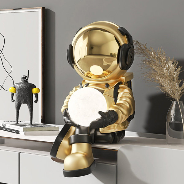 Cool Glassfiber Astronaut Decor - USB Lamp - Gold - Silver - Blue