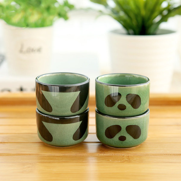 Panda Glass Cup - Bamboo Shoot - Flower - 4 Patterns from Apollo Box