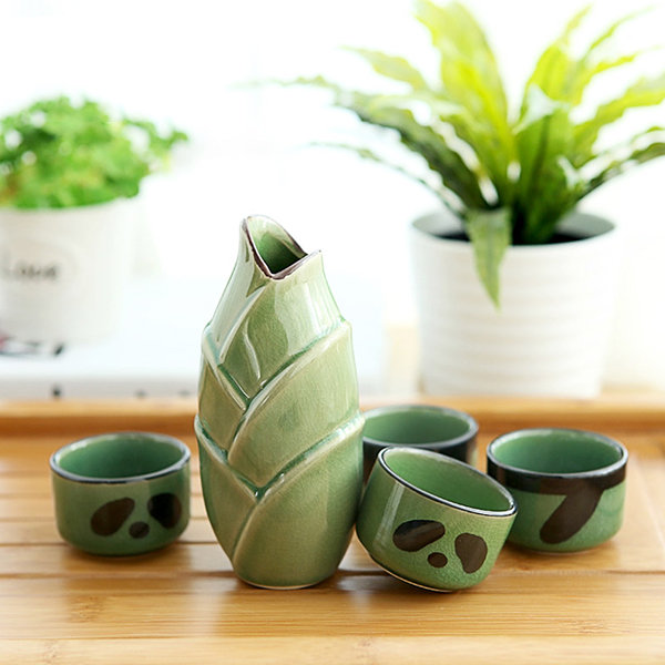 Panda Glass Cup - Bamboo Shoot - Flower - 4 Patterns from Apollo Box