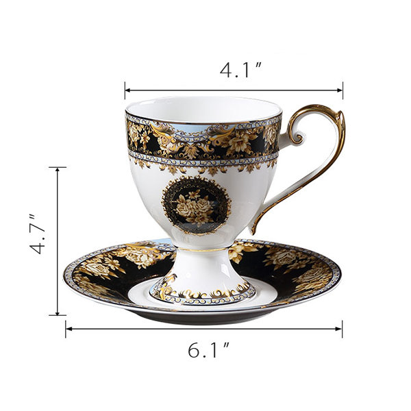 Golden Gilded China Coffee Cup Set from Apollo Box