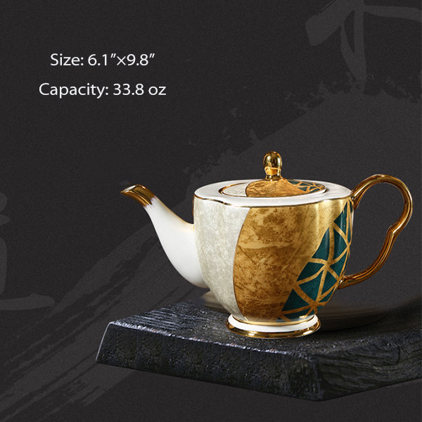 Golden Gilded China Coffee Cup Set - ApolloBox