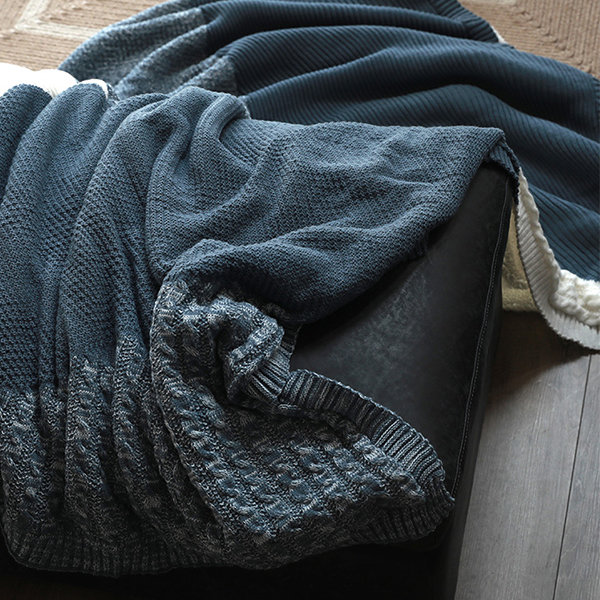 Gray and blue online throw blanket