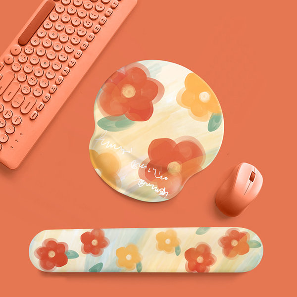 Floral Mouse Pad And Keyboard Wrist Rest