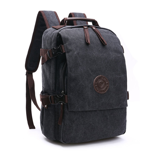 Vintage Canvas Backpack - Polyester - Dark Blue - Khaki from Apollo Box