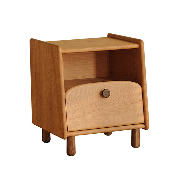 Japanese Cherry Wood Side Table - Storage Cabinet - 2 Drawers - ApolloBox