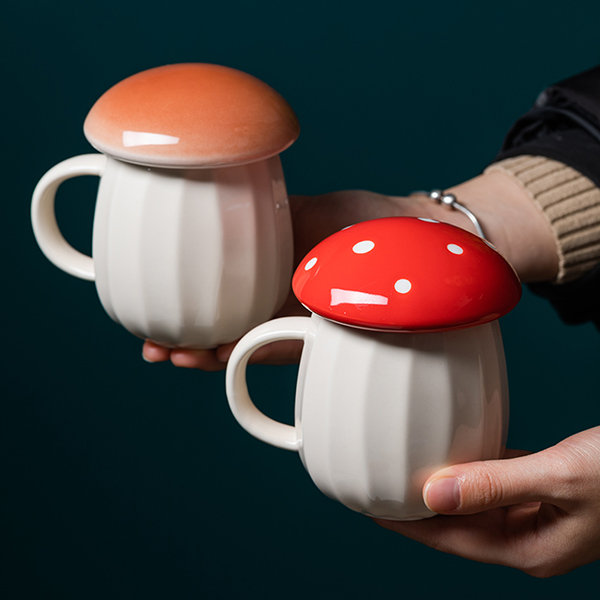 Cute Mushroom Ceramic Mug Lovely Red Mushroom Tableware High