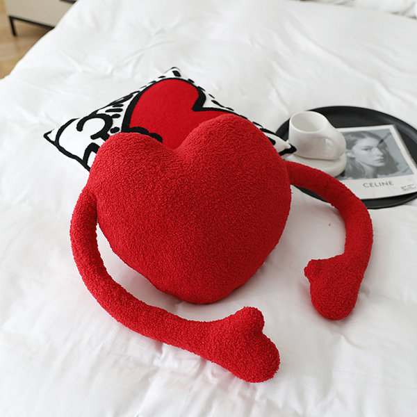 Red Heart Shaped Throw Pillow - Hug - PP Cotton - ApolloBox
