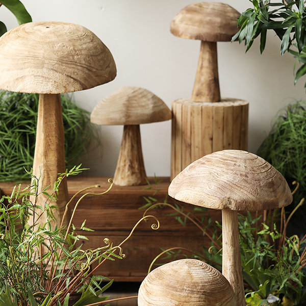 Handmade Wooden Mushrooms, Decorative Fungi Ornaments Made With a