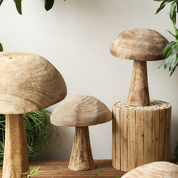 Mushroom Wood Decor - 2 Sizes - Carved Art from Apollo Box