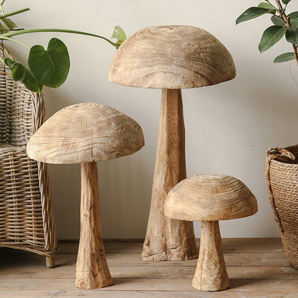 Mushroom Wood Decor - 2 Sizes - Carved Art from Apollo Box