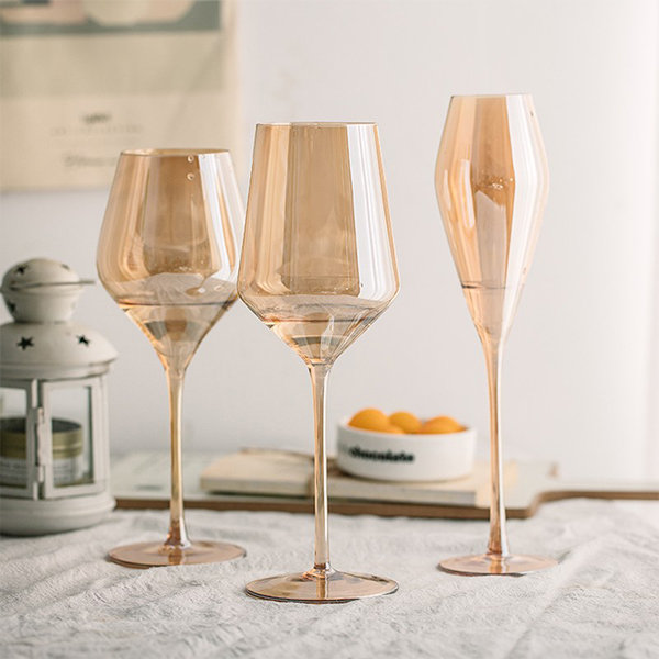 Hexagonal Gold-rimmed Wine Glass - Champagne Color - 7 Styles - ApolloBox