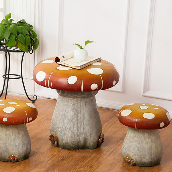 Cute Mushroom Table And Stool - Resin - For Fall from Apollo Box