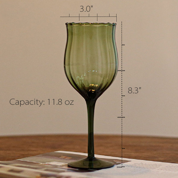 Unique Green Glass Drinkware - Cup And Goblet - 11.8 oz Capacity - ApolloBox