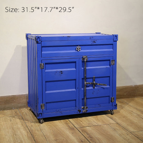 Shipping Container Themed Side Table - Iron - Large Capacity from Apollo Box