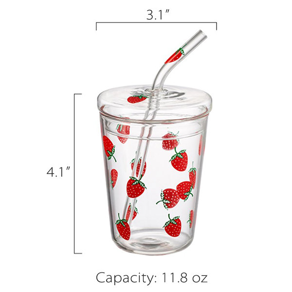 Strawberry Straw Glass Cup - ApolloBox