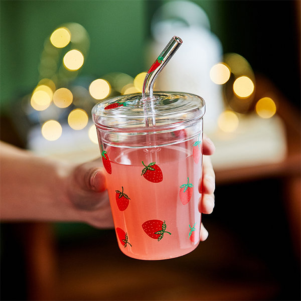 Strawberry Straw Glass Cup from Apollo Box