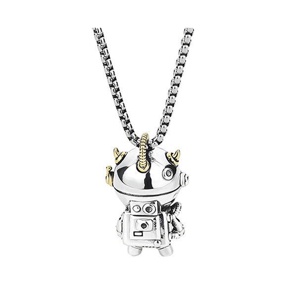 1pc Unisex Silver-colored Creative Space Astronaut Pendant Necklace With  Cute Cartoon Design, Suitable For Daily Wear