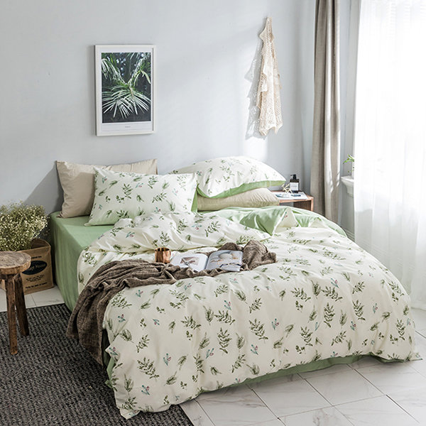 Green Leaf Four Piece Bedding Set - ApolloBox