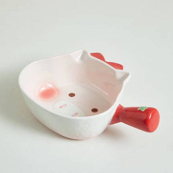 Cartoon Animal Ceramic Bowl with Glass Lid - Perfect for Kids