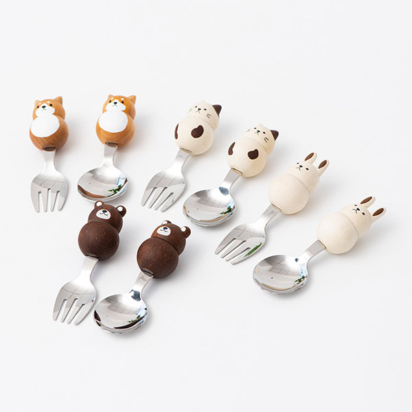 Kids Fork & Spoon Set w/Animals - Eco Carmel