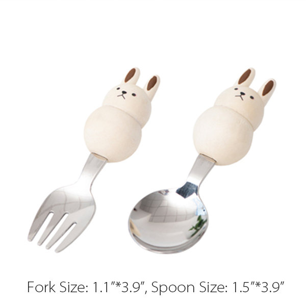 Kids Fork & Spoon Set Engraved with Animals