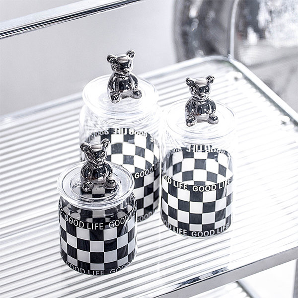 Checkerboard Ceramic Spice Jar Set - ApolloBox