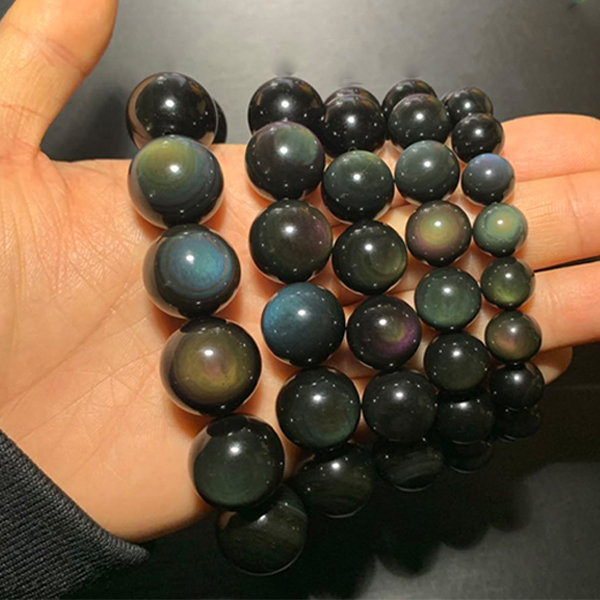 Rainbow Obsidian Bracelet My Life Journey Protection Stone — Satin Crystals