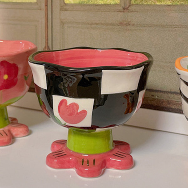 Pretty Ceramic Wine Goblets - ApolloBox