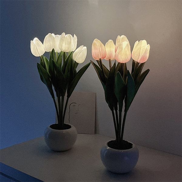 Pretty Tulip Table Lamp - LED - White - Pink