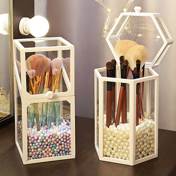 Makeup Brush Storage Rack - Silicone - No-Drill Wall Mount Design