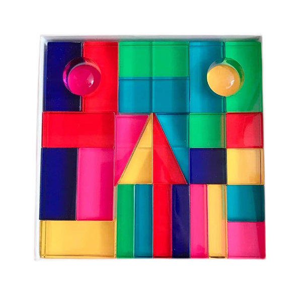 Colorful Acrylic Block Toy - 28 Geometric Pieces - 6 Colors from Apollo Box