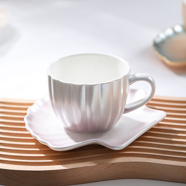 Tea Cup and Saucer Set, Large Ceramic Cup, Simple Coffee Cup and Sauce